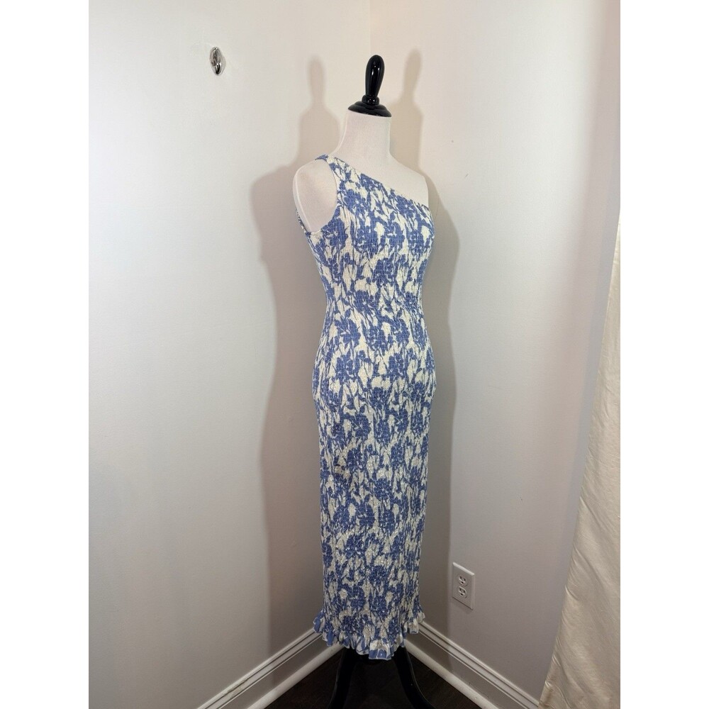 Sndys Renee Midi Dress Blueprint M Nwt Recycled Paper Resortwear Vacation Summer — image 3 of 8